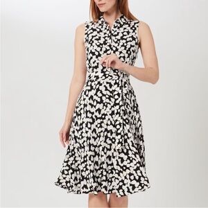 HOBBS London Belinda Contemporary Petal Print Fit & Flare Dress Size 12 Floral